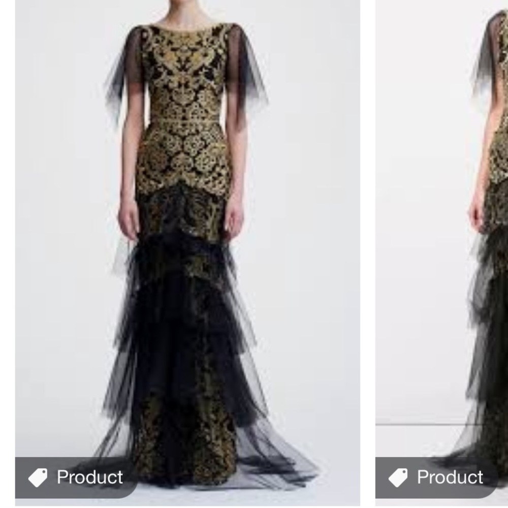 NWT Marchesa Notte Fluttersleeve gown sz14
